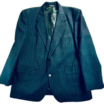 Vtg Neiman Marcus Navy Pinstripe Blazer Jacket Coat Mens 46L Pure Wool USA Made