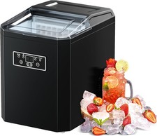 Countertop Ice Maker 33LBS/24H Portable Ice Machine w/ Dual Water Input