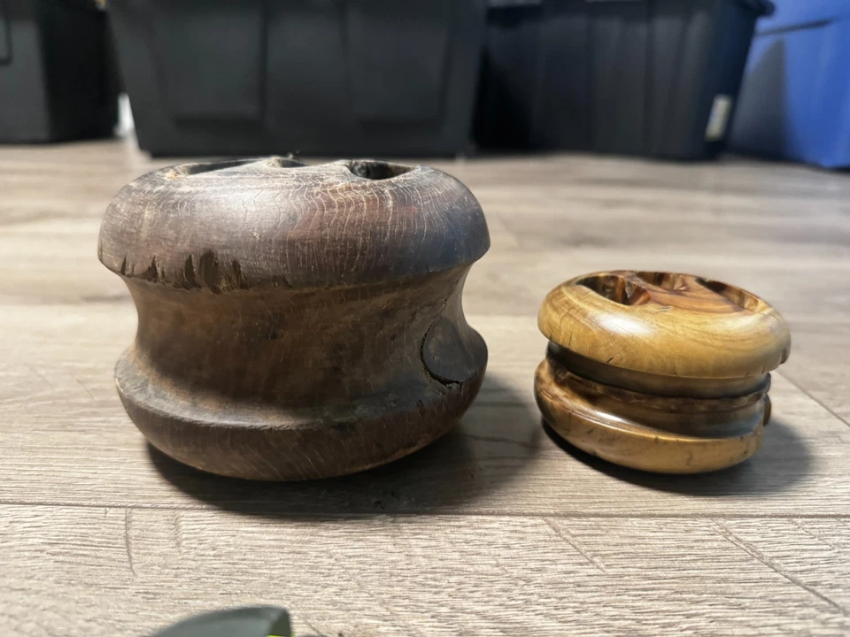 Lote De 2 Barcos Antiguos Bloque Deadeye Pully Boat Náutico Madera Marítimo Foto 3 de 4