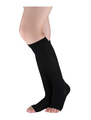 uxcell Unisex Toeless Compression Socks Knee High Breathable Medium, Black 
