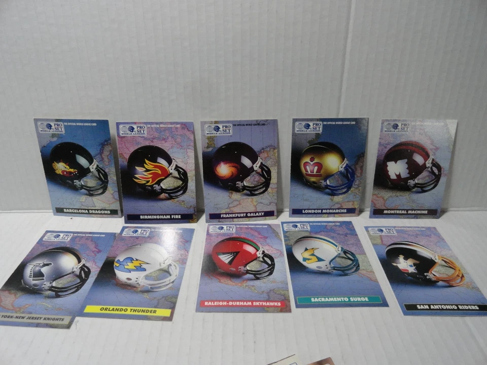 1991 PRO SET FOOTBALL CARDS - WORLD LEAUGE 32 CARD SET PLUS 10 CARD HELMET SET - Image 2 of 4