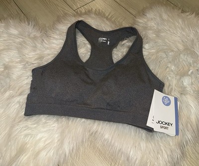 Jockey Sport Medium Impact Support Sports Bra Racerback Womens L Large Gray New