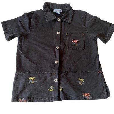 Tropical short sleeve shirt Women s Cotton Couture Size M Button Up embroidered