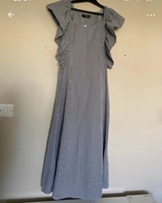 Ladies GDG Actuel Black White Gingham Dress With Ruffle Sleeve Detail Size 10 M