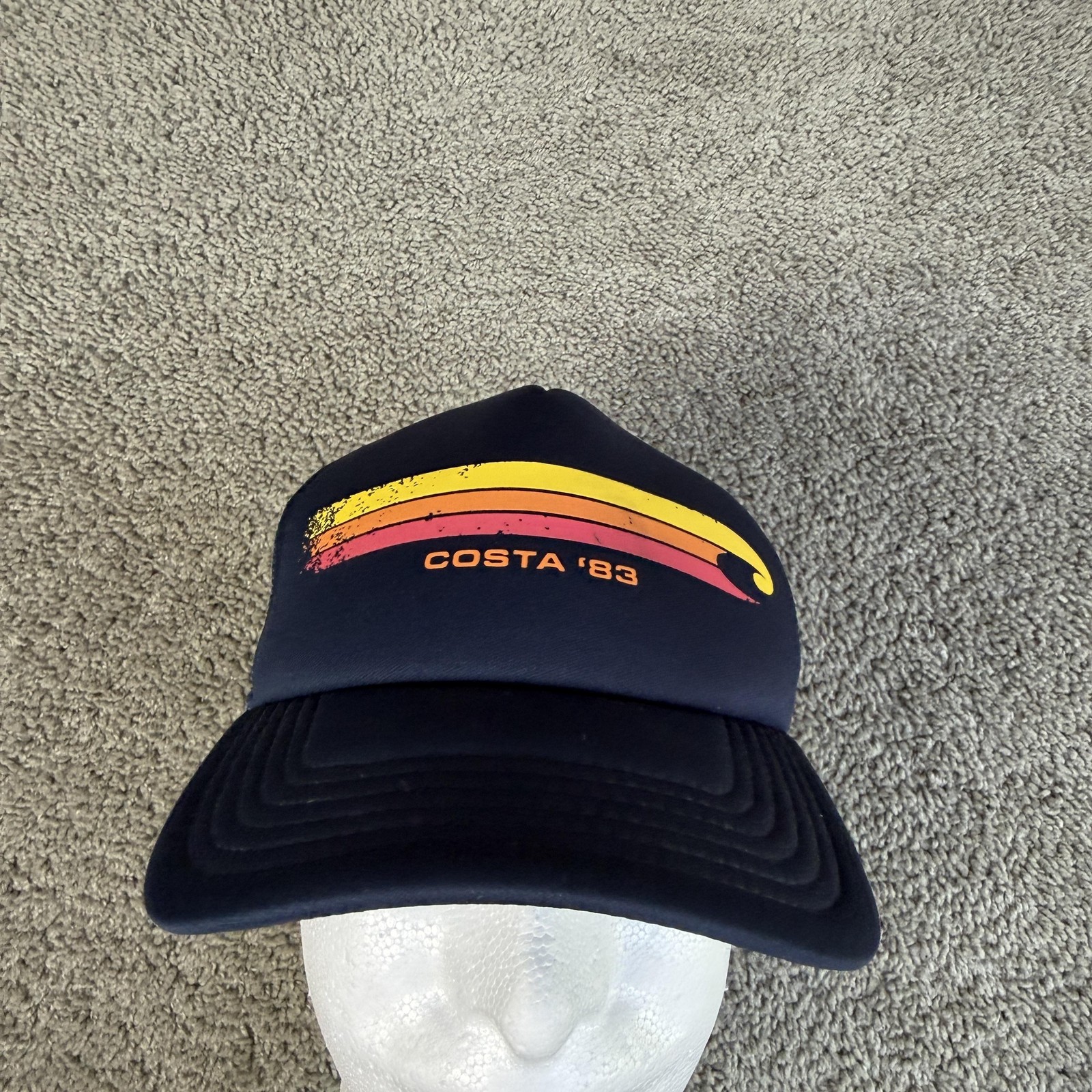 Cap Snap Back Mens One Size Blue Mesh Trucker Sunset Stripe 