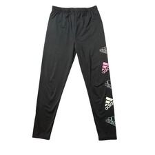 Adidas Leggings Girls Size 6 Black Stacked Logo Athletic Performance Pants