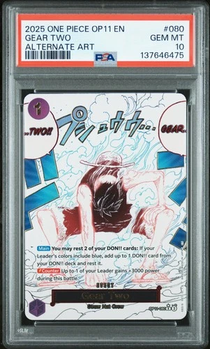 2025 ONE PIECE OP11-A FIST OF DIVINE SPEED ALTERNATE ART #080 GEAR TWO PSA 10