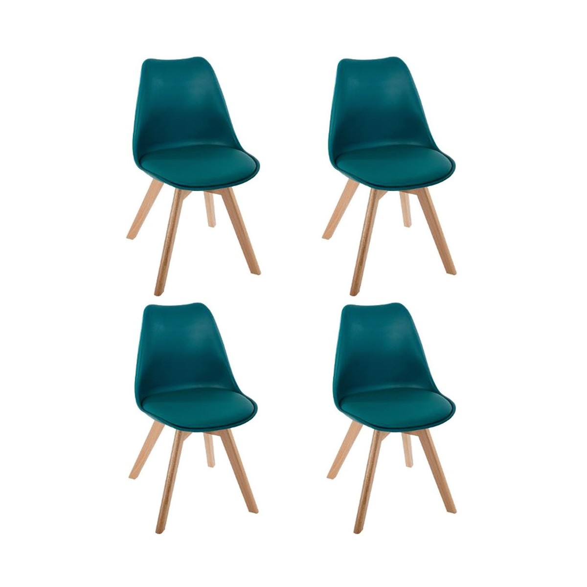 Chaises bleu Baya lot de 4 pour salle à manger design de 81cm