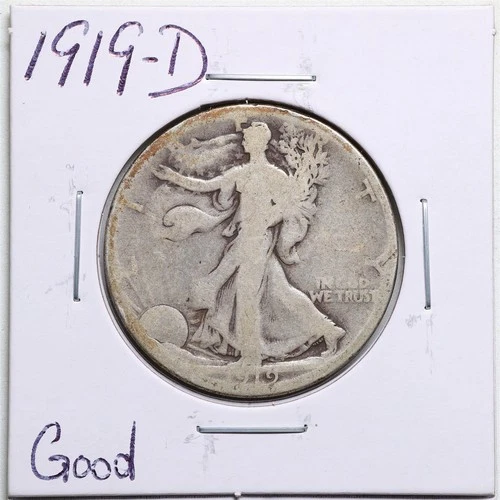 1919-D 50C Walking Liberty Half Dollar in Good Condition #5563