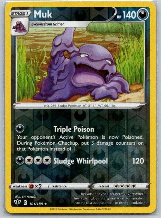 Muk 101/189 Rare Darkness Ablaze Pokemon Reverse Holo Near Mint