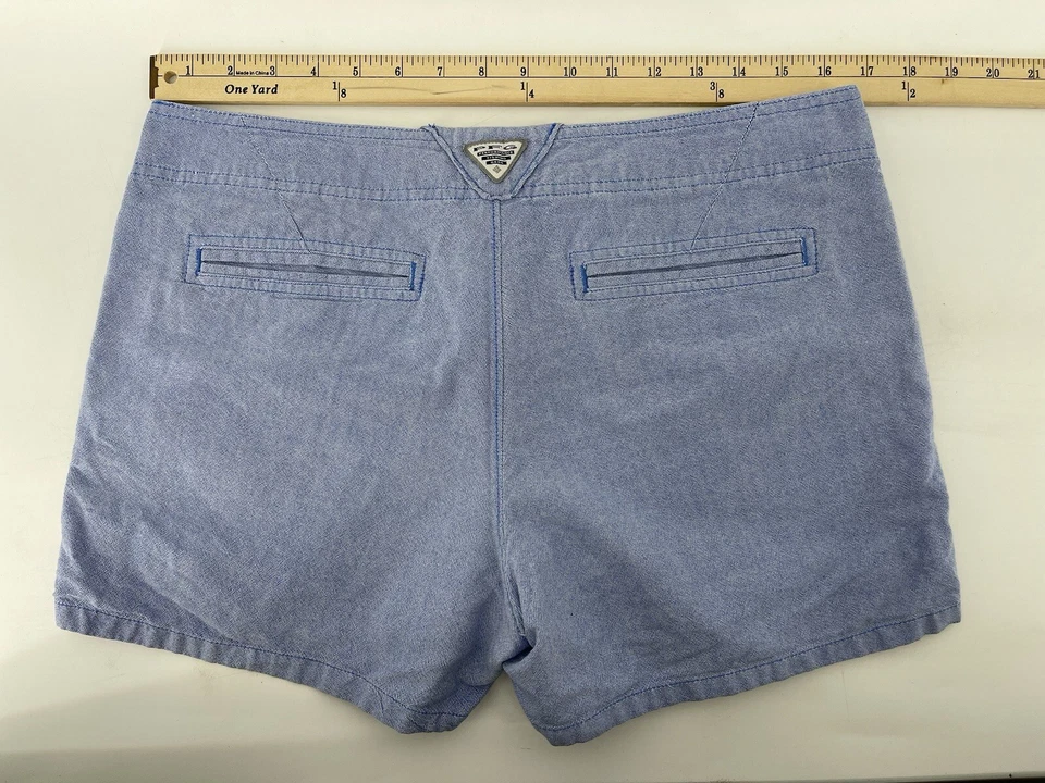 Columbia PFG Chino Shorts Womens Size 10 Mid Rise Blue 33” Waist Fast Shipping - Image 4 of 4