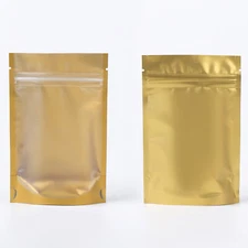 200 New Matte Translucent Gold Stand Up Resealable Zip Food Bags Different Sizes