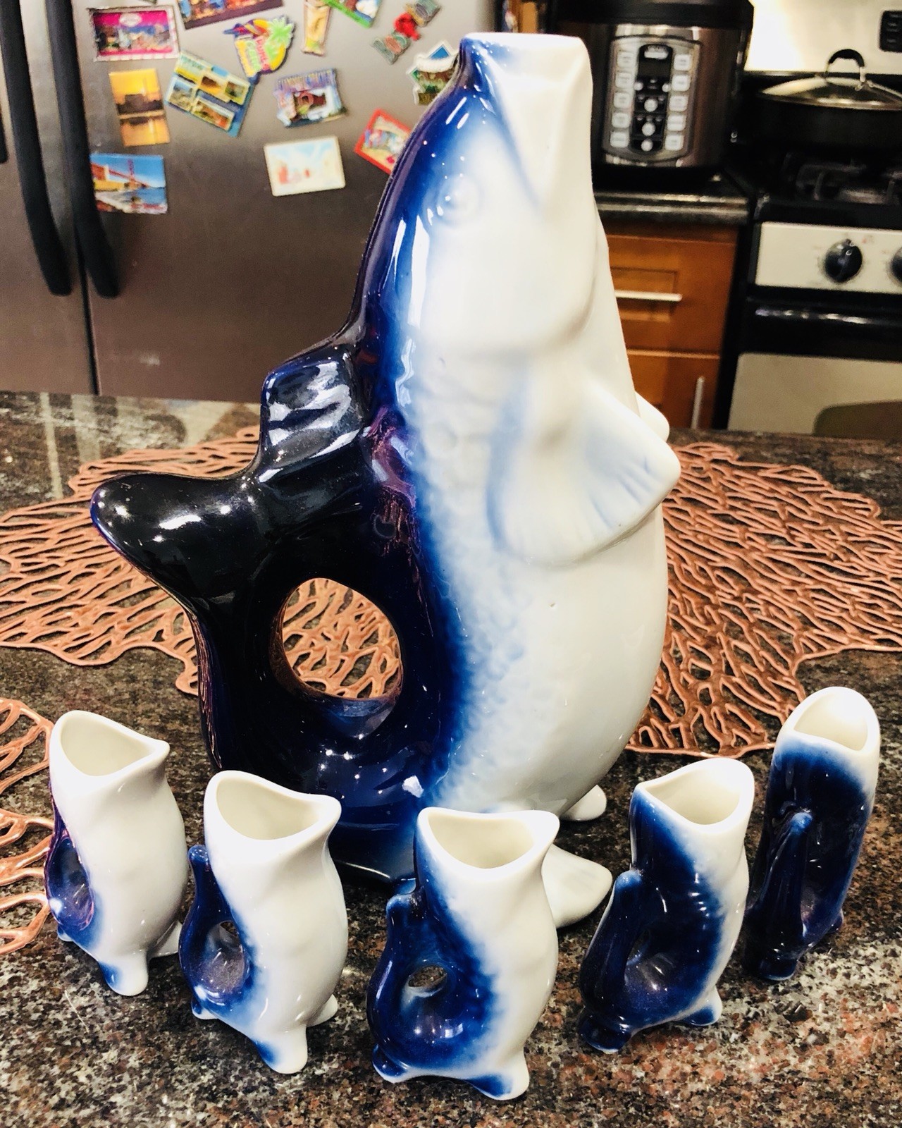 a decanter and glasses for vodka made In USSR In 1958