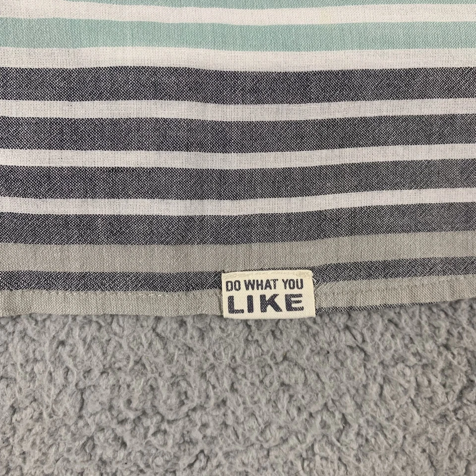 Camisa Life is Good Masculina XL Cinza Listrada Algodão-Up Ajuste Clássico Manga Longa - Imagem 3 de 4