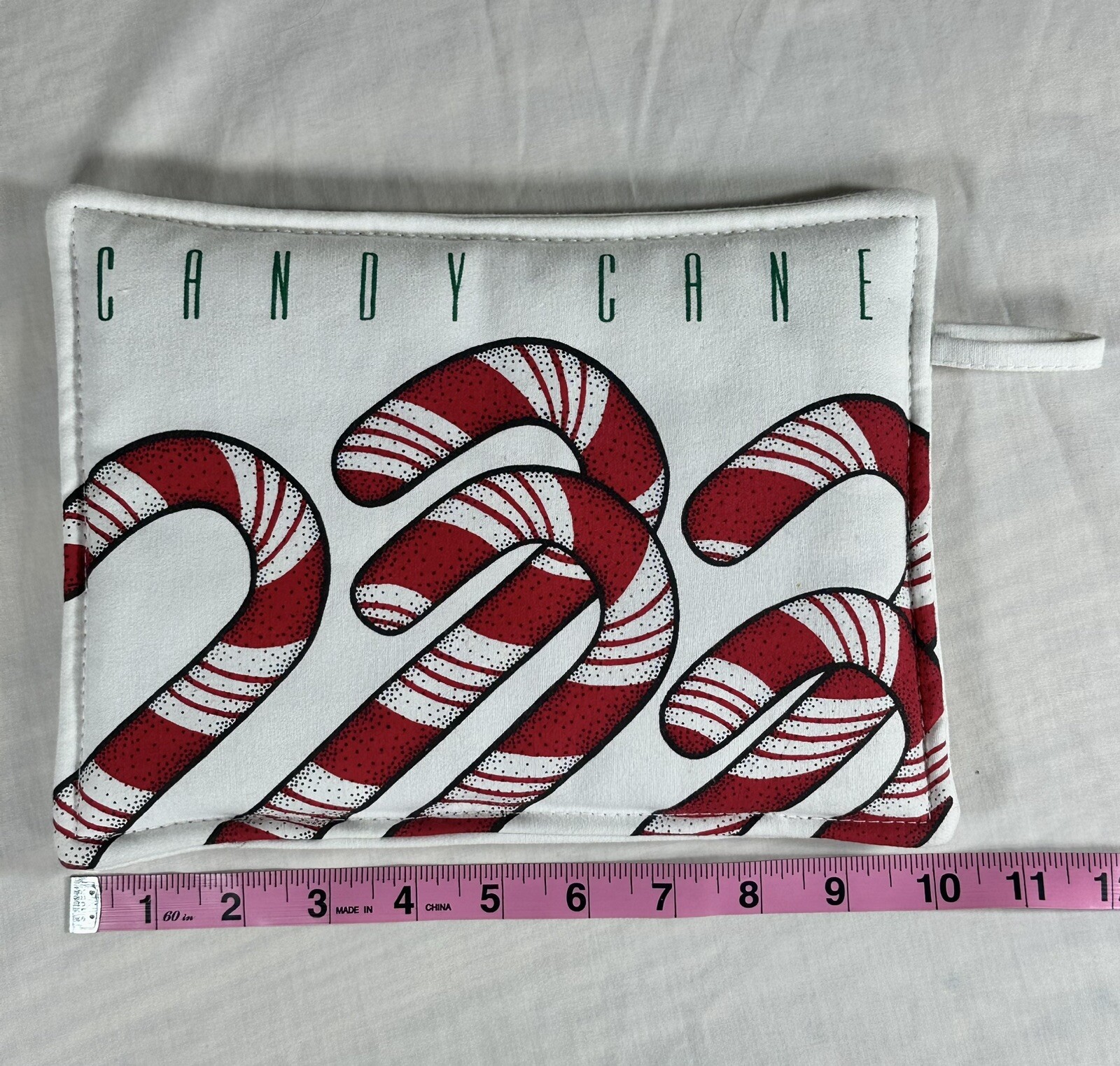 Candy Cane Kitchen Tea Towel & Pot Holder Christmas Holiday Gift Set VTG 1990's