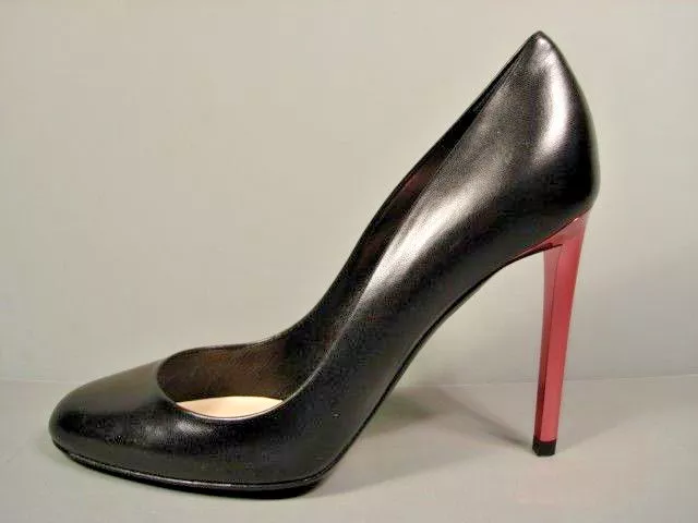 Escarpins à talons hauts en cuir noir DIOR Sublime orteil rond rose 37/7 réduction neufs