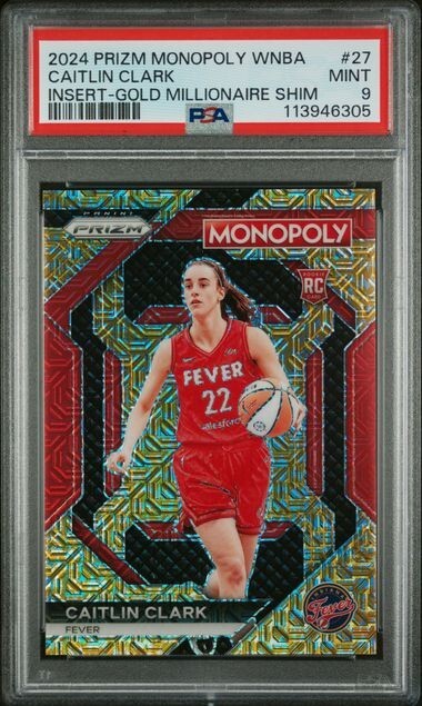 Caitlin Clark 2024 Prizm Monopoly #65 PSA 9 – Gold Shimmer /500 RC 🔥
