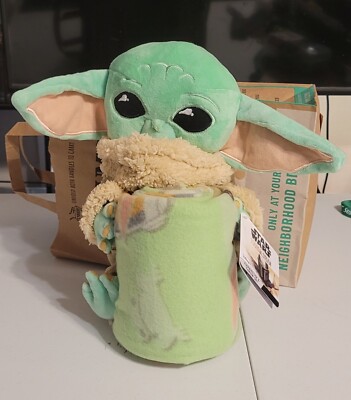 Star Wars Mandalorian The Child, Baby Yoda Plush/Pillow Fleece Throw  Blanket Set