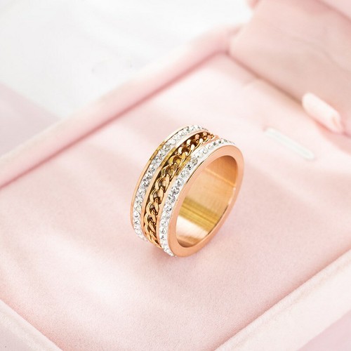 10mm Gold Rose Gold Black Chian Spinner Band Mens Stainless Steel Ring Size 6-12 - Picture 3 of 13