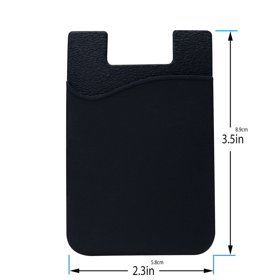 5x Silicone Credit Card Holder Cell Phone Wallet Pocket Sticker Adhesive Black - Image 4 of 4