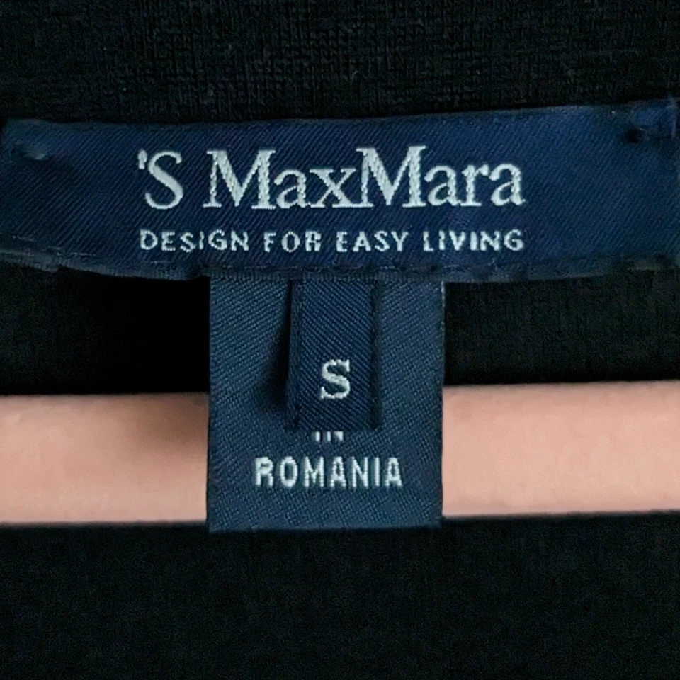 Maxi Vestido S' Max Mara Negro Tejido Ponte Cuello en V Negro Talla M Foto 3 de 4