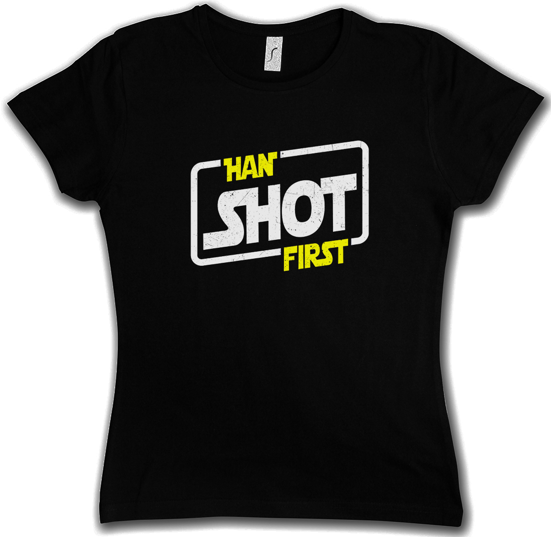 HAN SHOT FIRST WOMAN GIRLIE T-SHIRT - Solo X Red Star Alliance