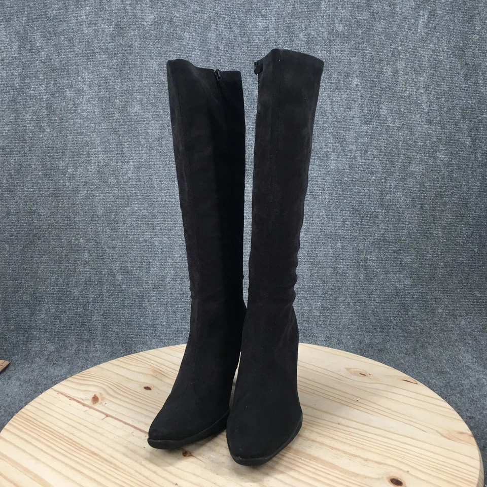 Me Too Boots Womens 8.5 Sensation Q Tall Riding Black Almond Toe Stilleto Heels - Image 3 of 4