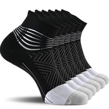 Compression Ankle Support Running Socks Women Coolmax Wicking 3 Pairs Quarter...