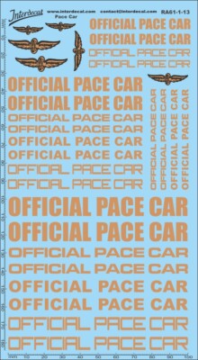 Pace Car Naßschiebebild Decal gold-schwarz 180x100mm INTERDECAL