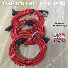 1/3 Pack 90 Degree USB Fast Charger Cable 3Ft 6Ft For iPhone 13 12 11 8 7 6 Cord