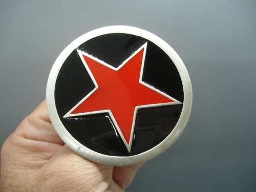 BIG RED Texas Lone STAR pewter BELT BUCKLE law enforcement badge sheriff emblem - Picture 11 of 12