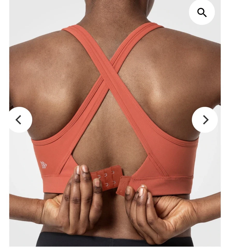 Yvette Cross Hollow Sport Bra High Neck Wireless Full Coverage 3XL Orange - Image 2 of 4