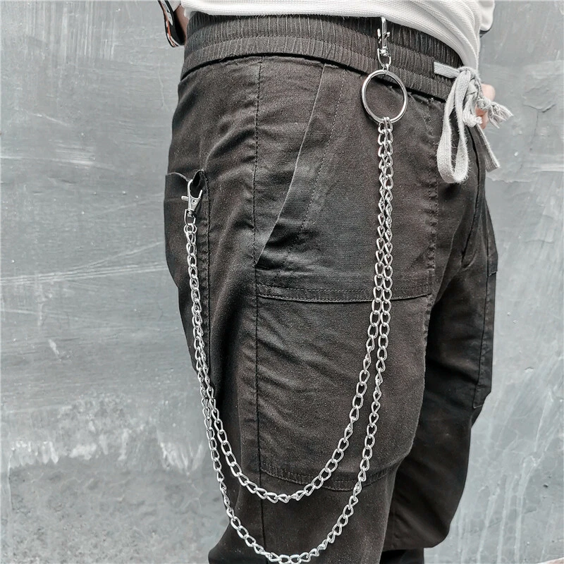 Men Double Link Metal Pants Wallet Chains Biker Trucker Punk Jean Key Chain