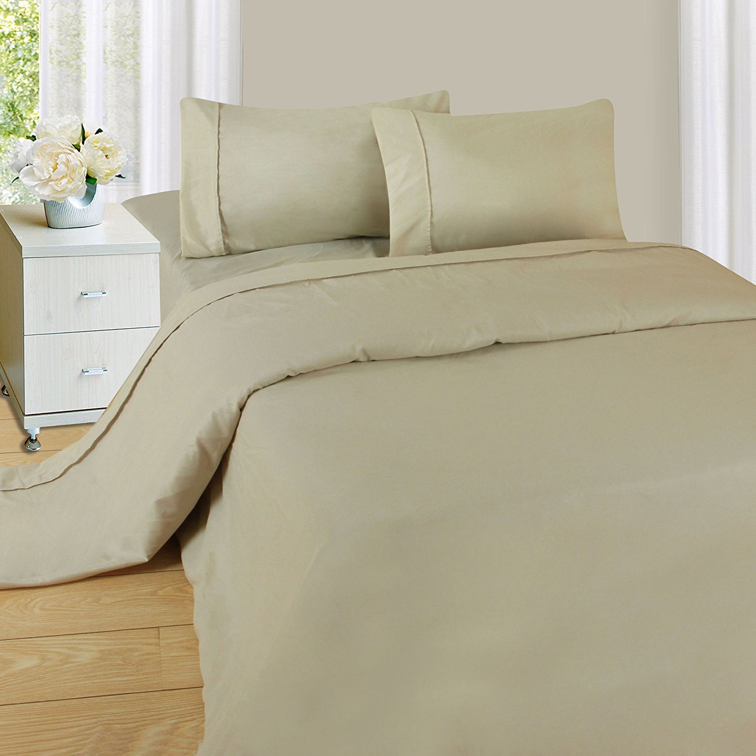 Series 1200 4 Piece Queen Taupe Sheet & Pillowcase Sets