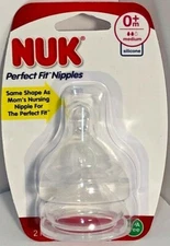 2 Pack Nuk Wide-Neck Silicone Bottle Nipple, 0+ months, Medium Flow, 2 Ct