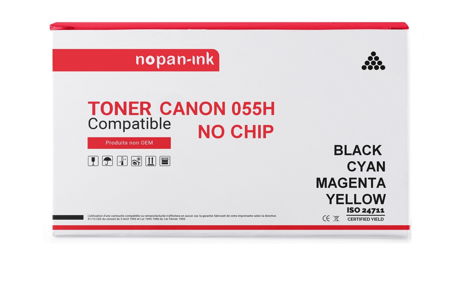 Toner 055H compatible Canon Nopan-Ink pack de 4 pour remplacer vos cartouches laser vides sans bavure