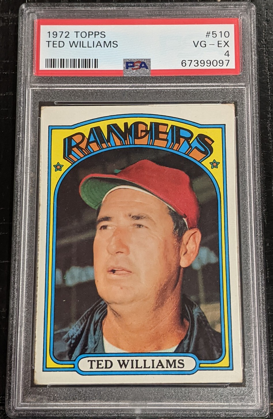 1972 Topps Ted Williams PSA 4 VG-EX Rangers #510 Red Sox