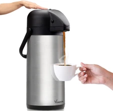 3L Insulated Coffee Airpot Dispenser with Pump - Hot Beverage Thermal Carafe