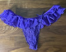Vtg Delicates Thong Panties Frilly String Sz 7 Purple Chiffon Second Skin Y2K