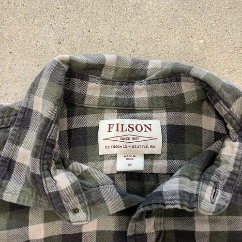 C.C. Filson Shirt Mens Medium Green Plaid Long Sleeve Button Up Flannel Outdoor - Picture 3 of 4