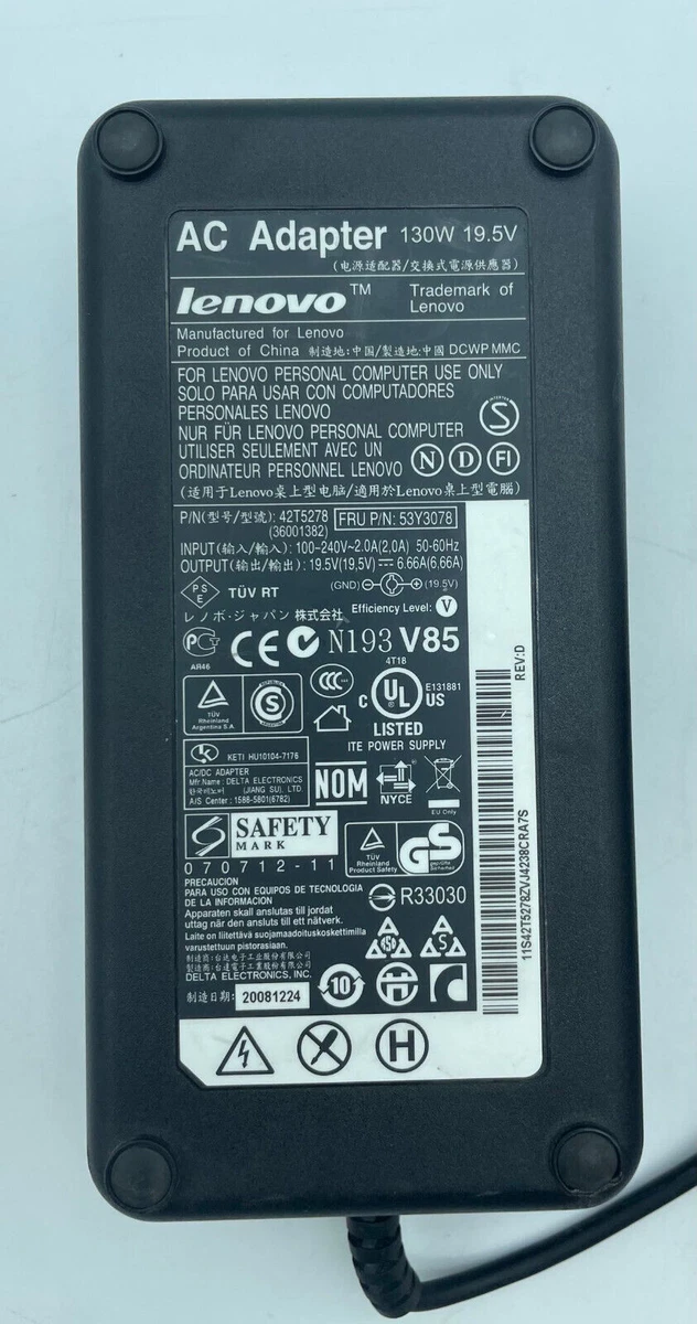 Lenovo 130W 19.5V M57 AC Power Adapter P491 53Y3078 42T5278 W 