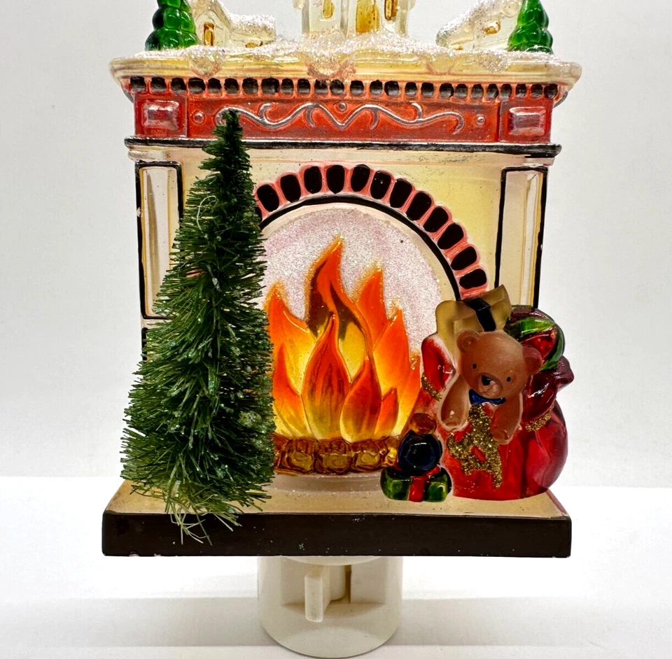 Juguetes y decoraciones de chimenea de luz nocturna de Navidad de colección con bombilla parpadeante Foto 4 de 4