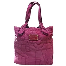 MARC JACOBS Workwear Pink Embroidered Logo Quilted Tote Bag