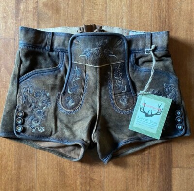 NWT - Stockerpoint Alpine 100% leather traditional lederhosen size 34