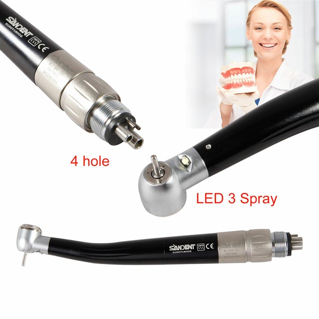 Dental Fiber Optic LED Turbine Handpiece 3Way Spray + 4Hole Coupler