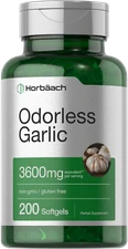 Odorless Garlic Pills 3600 mg | 200 Softgels | Ultra Potent | by Horbaach
