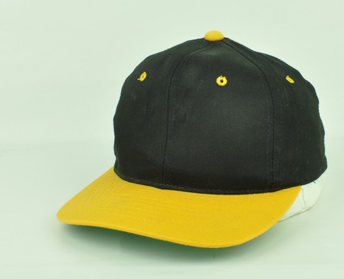 Vuoto Solido Colore Classico Nero Giallo Piatto a Becco Cappello con Visiera  | eBay