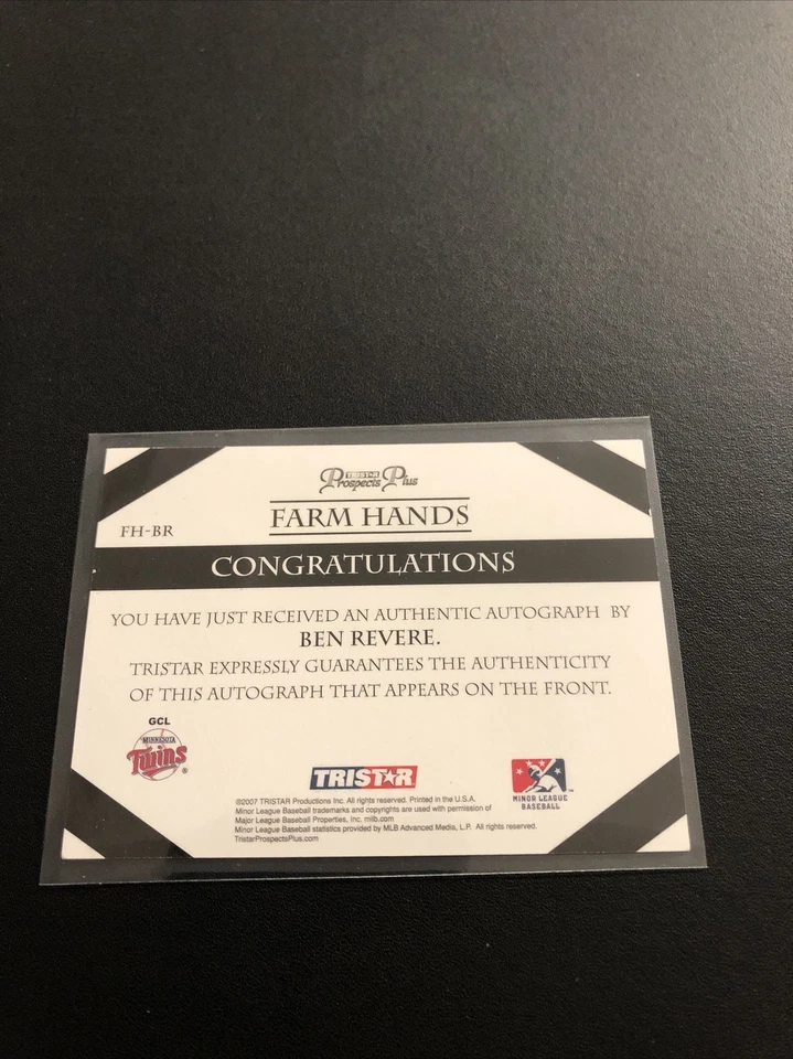 2007 Tristar Prospects Plus BEN REVERE Twins Authentic Autograph..91 CENT SHIP! - Image 2 of 2