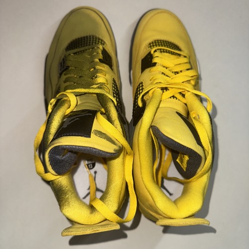 New Nike Air Jordan 4 Retro Lighting Tour Yellow Black mens 13 Left Shoe Stained - Picture 7 of 21