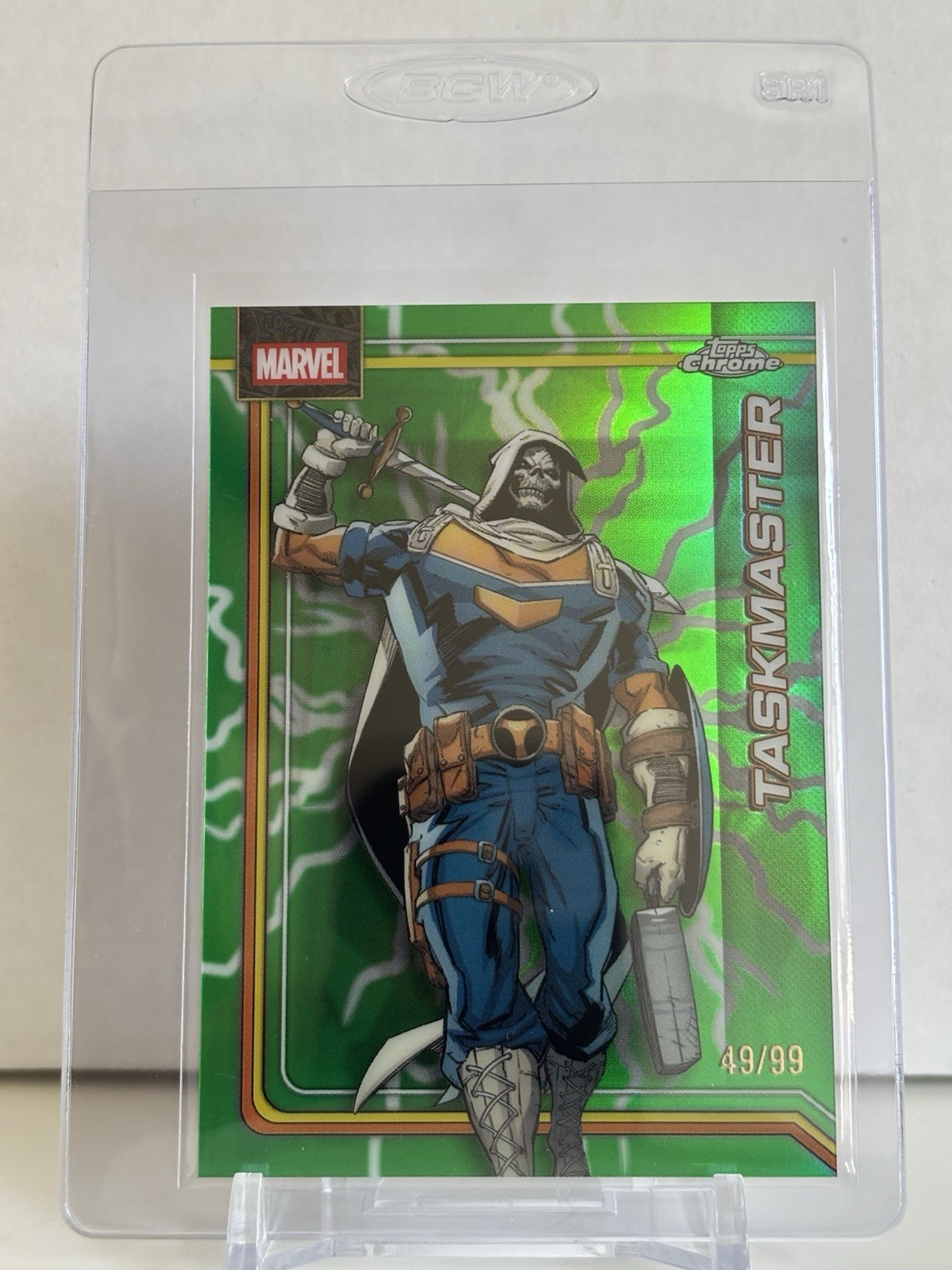 2026 Topps Marvel Chrome Taskmaster /99 Green Lightning Refractor